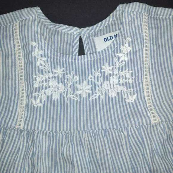 Chambray  dress for toddler girls - with button-loop keyhole opening at nape- 2T - Picture 3 of 11